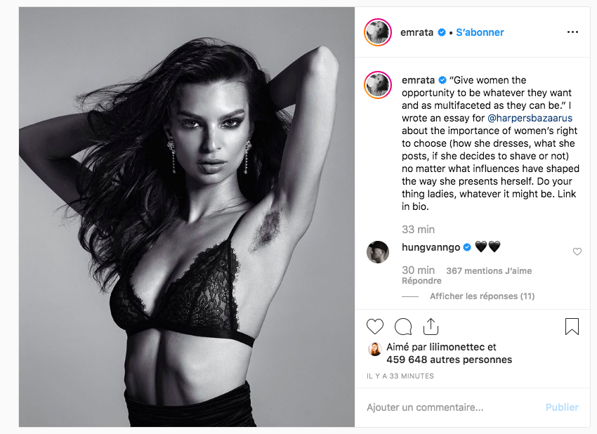C&#039;est au tour d&#039;Emily Ratajkowski de montrer ses poils et elle est magnifique!
