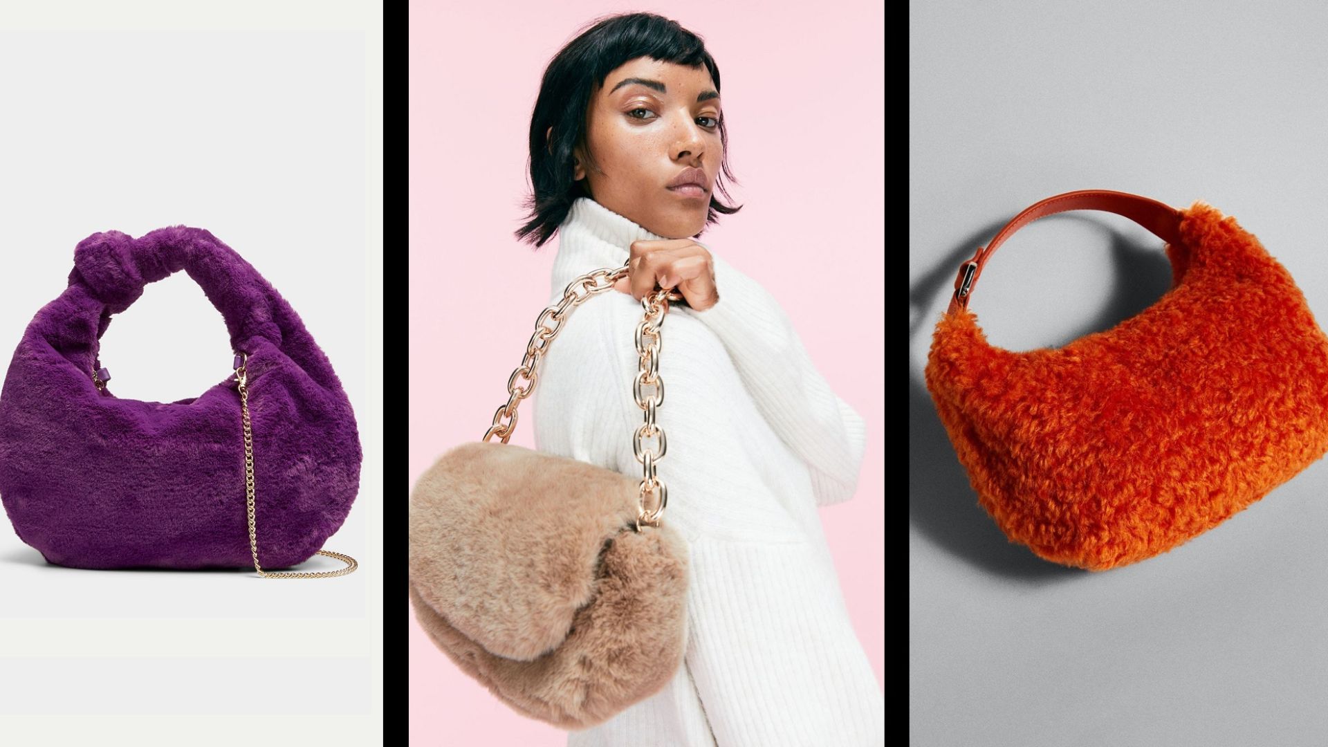 Les tendances pour un sac à main douillet: fausse fourrure, velours et sherpa!